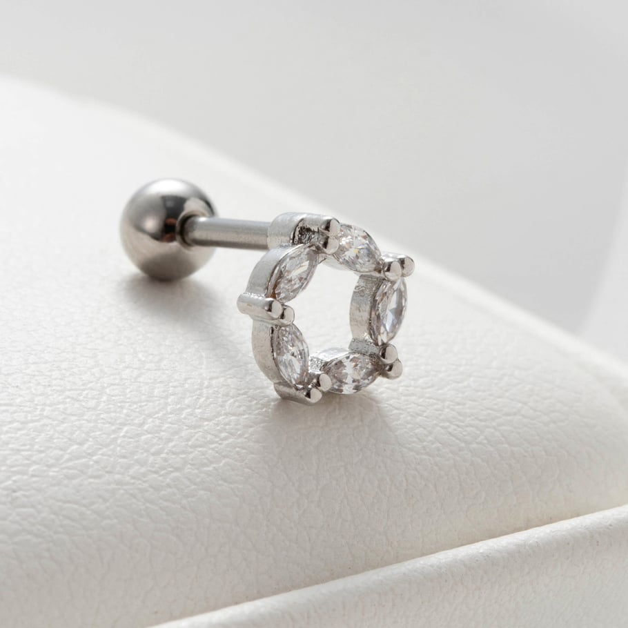 1 Stück Simple Series Simple Heart Titanstahl Kein Beschichtungsmaterial Zirkon Damen Ohrstecker